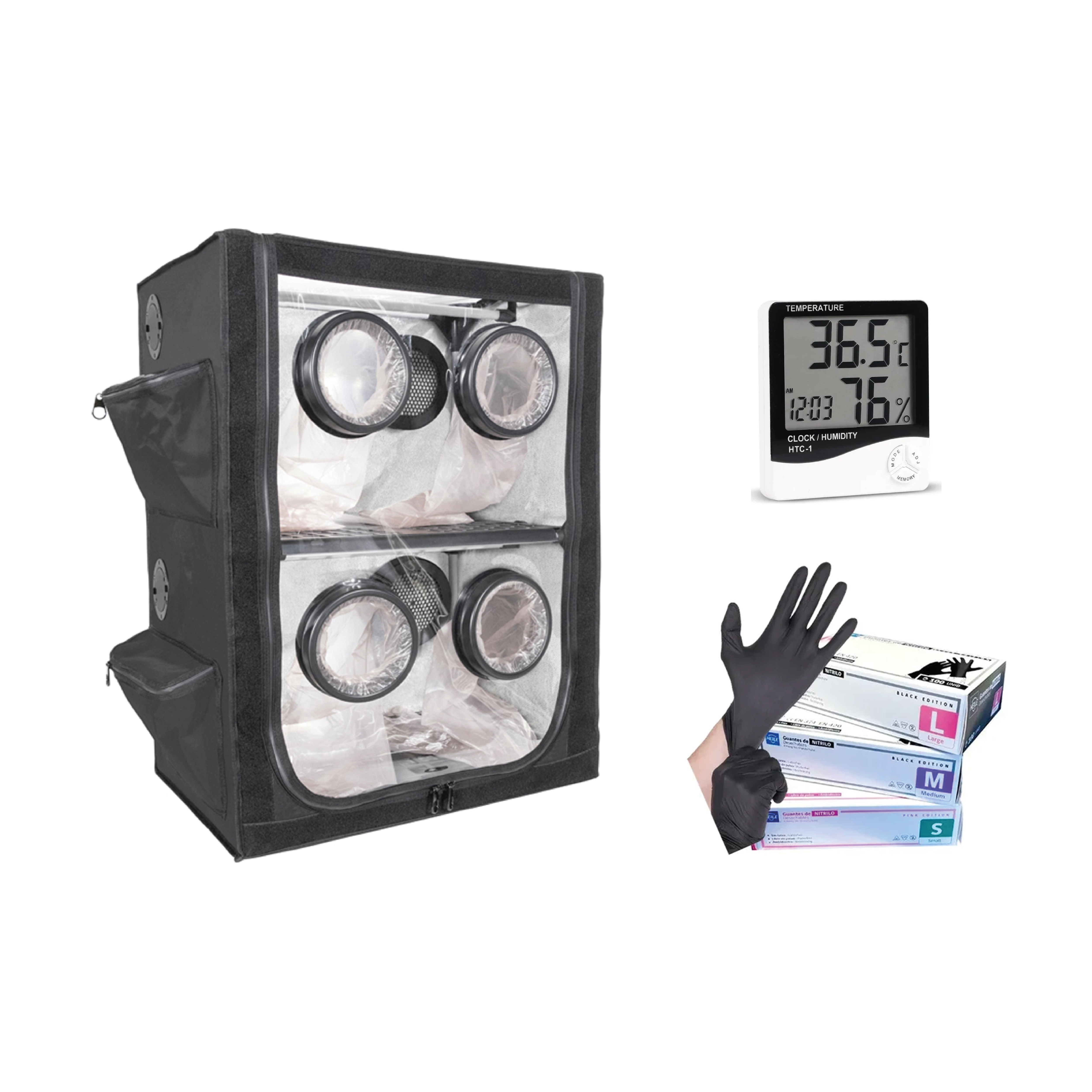 Carpa Cultivo Indoor Garden Mushpro Hongos M (60x40x80cm) + HTC1 + GUANTES