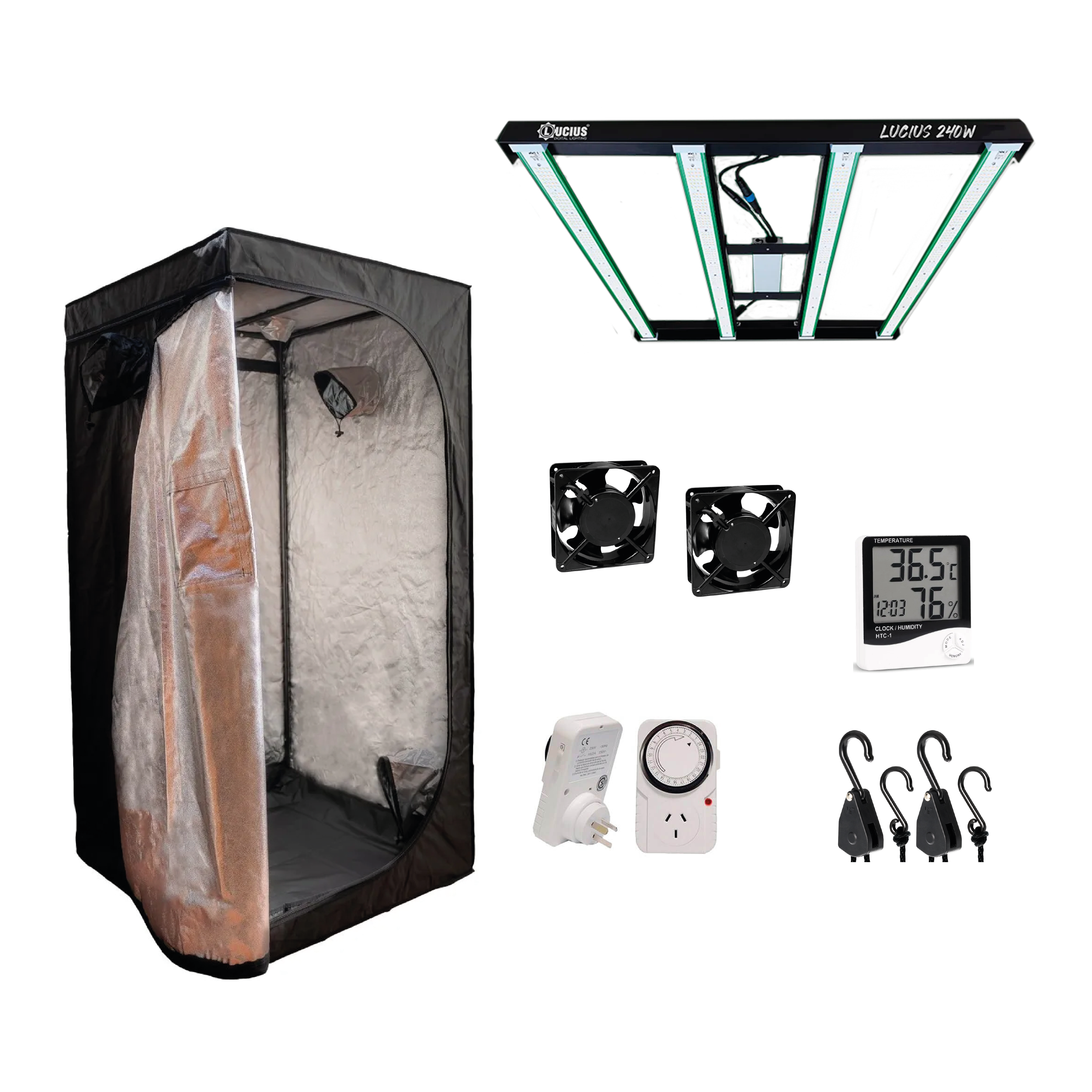 KIT CULTIVO INDOOR 100x100 PANEL GROWTECH LUCIUS 400W