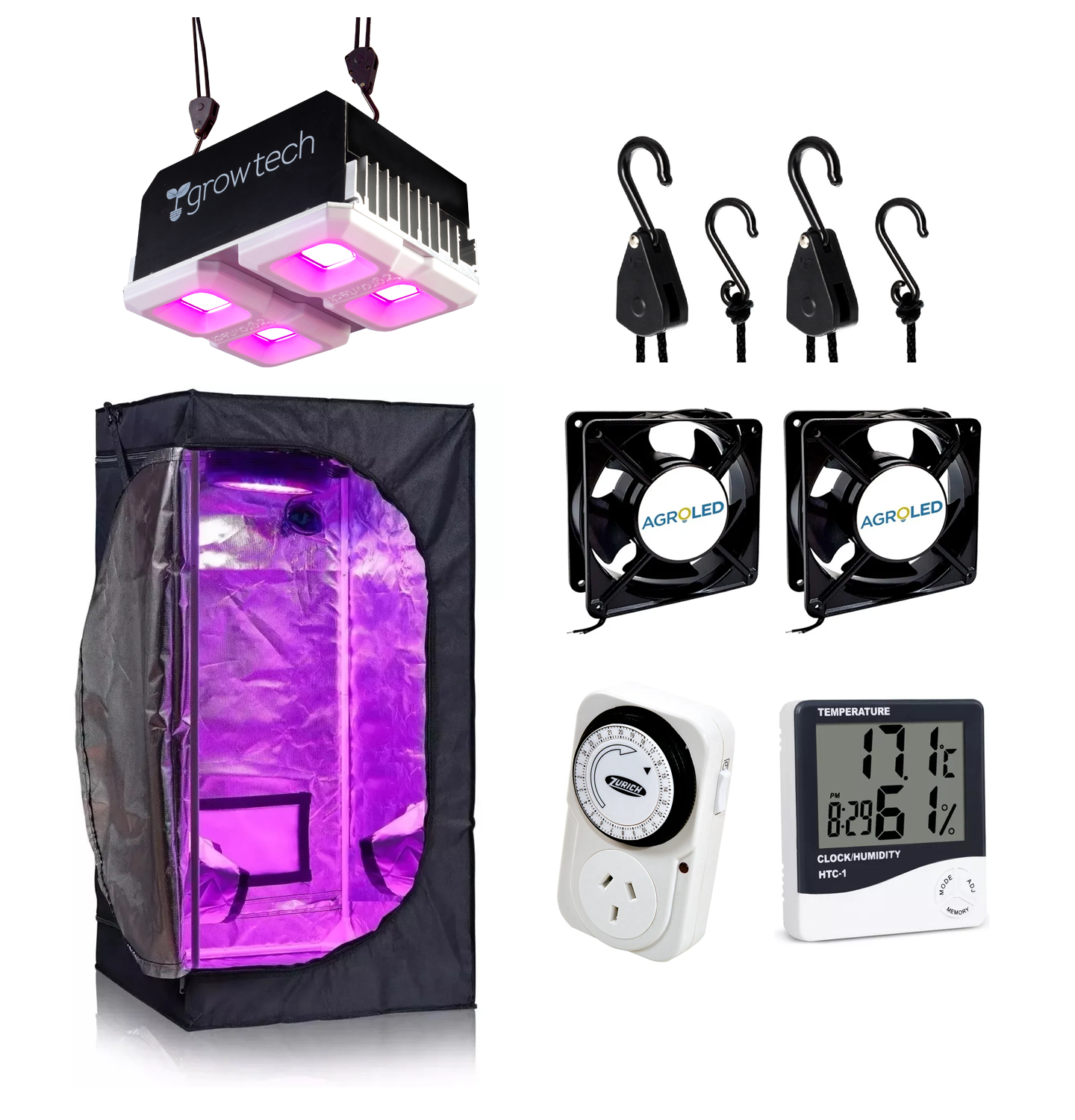 KIT CULTIVO PANEL GROWTECH 200W INDOOR 60X60 COMPLETO